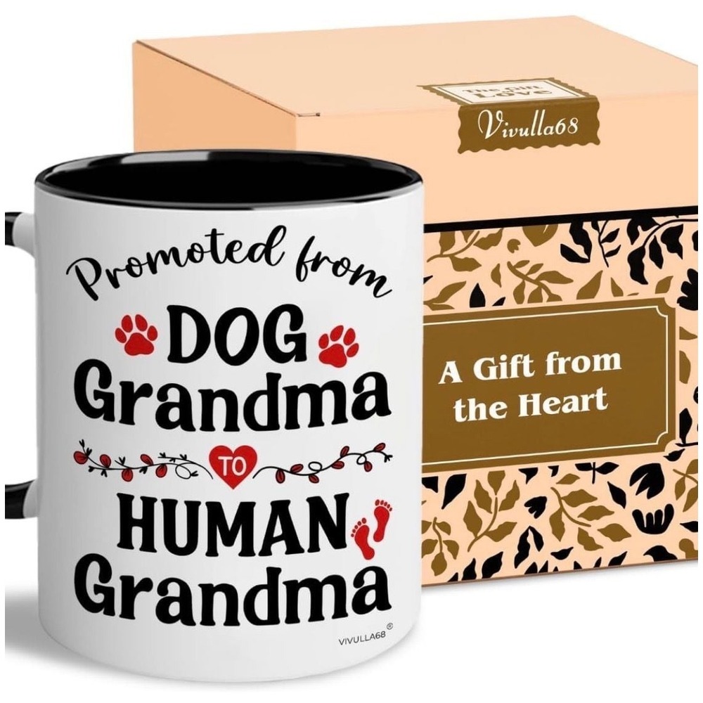 Promoted from Dog Grandma to Human Grandma 11oz Ceramic Two-Tone Coffee Mug